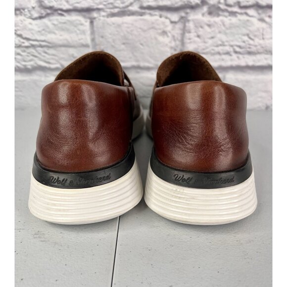 WOLF & SHEPHERD Men's Brown Leather Slip On Crossover Loafer US 9.5M - Picture 6 of 9